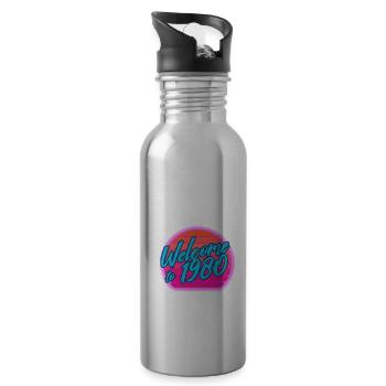 80s Vintage 80s Outfir 80s Retro 80s - Water bottle with straw - silver - Right