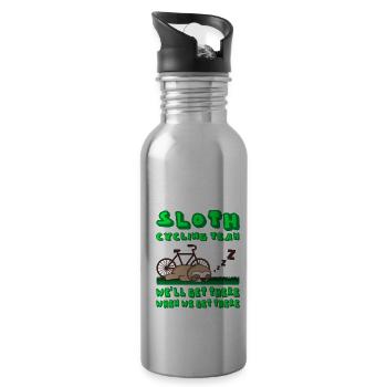 SLOTH CYCLING TEAM Bicycle Funny Cycling - Water bottle with straw - silver - Right