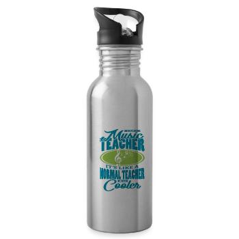 I Am A Music Teacher Musik Lehrer Spruch Lehrerin - Trinkflasche mit integriertem Trinkhalm - Lightsilver - Rechts
