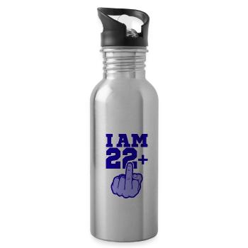 ICH BIN 22 MITTELFINGER 22 Geburtstag Papa Kollege - Trinkflasche mit integriertem Trinkhalm - Lightsilver - Rechts