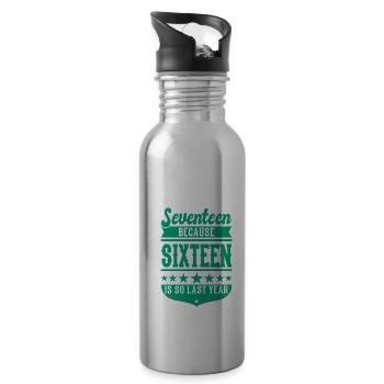 17 BECAUSE 16 IS SO LAST YEAR 17 BIRTHDAY BOYS - Water bottle with straw - silver - Right