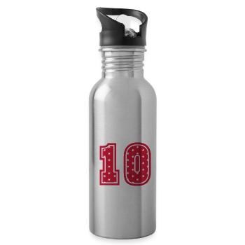 ICH BIN 10 JAHRE 10 Geburtstag Mädchen Retro - Trinkflasche mit integriertem Trinkhalm - Lightsilver - Rechts