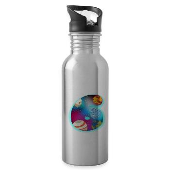 I AM 6 6 birthday boy 6 years space - Water bottle with straw - silver - Right
