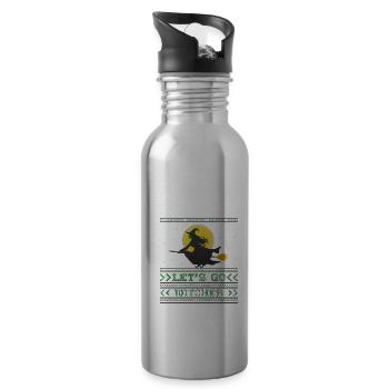 Witch With Besen Ugly Halloween 2021 Ladies Lets Go - Water bottle with straw - silver - Right
