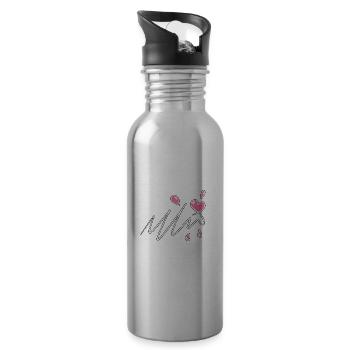 herz rosa symbol liebe muster linie - Trinkflasche mit integriertem Trinkhalm - Lightsilver - Rechts