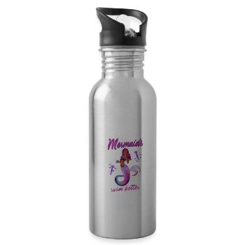 Schwimmen Spruch Lustig Mermaids Swim Better - Trinkflasche mit integriertem Trinkhalm - Lightsilver - Rechts