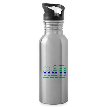 Policeman Father's Day Dad USA Flag - Water bottle with straw - silver - Right