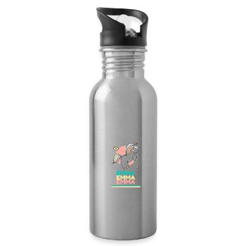 Emma First Name Name Gift Sweet Unicorn - Water bottle with straw - silver - Right
