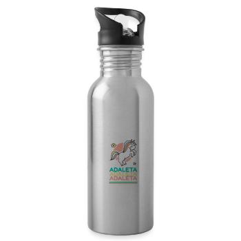 Adaleta First Name Gift Sweet Unicorn - Water bottle with straw - silver - Right