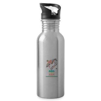 Aiba First Name Gift Sweet Unicorn - Water bottle with straw - silver - Right