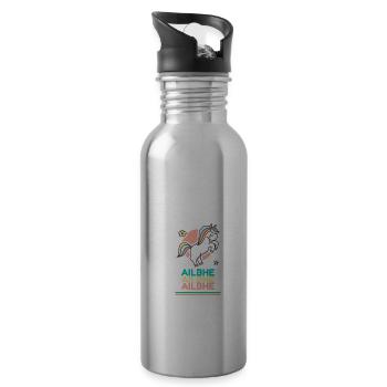 Ailbhe First Name Gift Sweet Unicorn - Water bottle with straw - silver - Right