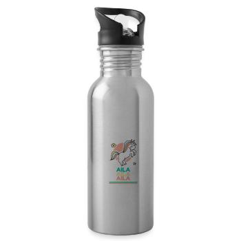 Aila First Name Gift Sweet Unicorn - Water bottle with straw - silver - Right