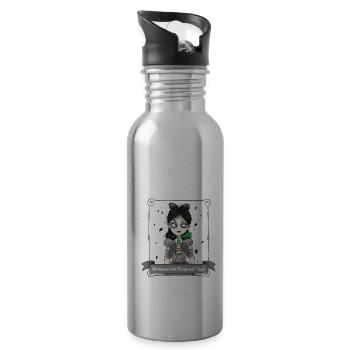 Gothic Lolita Mit Gift Gefüllt, Aber Gesegnet Mit - Trinkflasche mit integriertem Trinkhalm - Lightsilver - Rechts