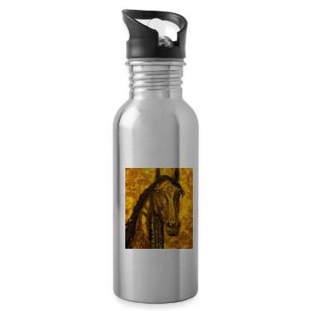 Horse Portrait Horse Gustav Klimt Style - Water bottle with straw - silver - Right