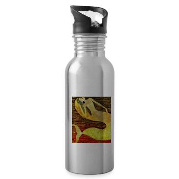 Mermaid Portrait Gustav Klimt Style - Water bottle with straw - silver - Right