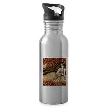 Mermaid Portrait Gustav Klimt Style - Water bottle with straw - silver - Right
