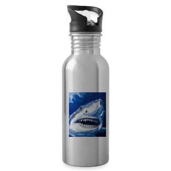 Grand Requin Blanc Vincent Van Gogh Style - Gourde avec paille intégrée - argent clair - Droite