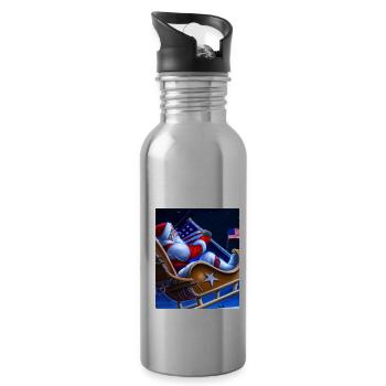 Amerikanisches Weihnachten Weihnachtsmann Mit - Trinkflasche mit integriertem Trinkhalm - Lightsilver - Rechts