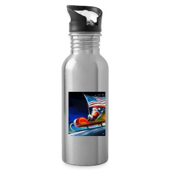 Amerikanisches Weihnachten Weihnachtsmann Mit - Trinkflasche mit integriertem Trinkhalm - Lightsilver - Rechts