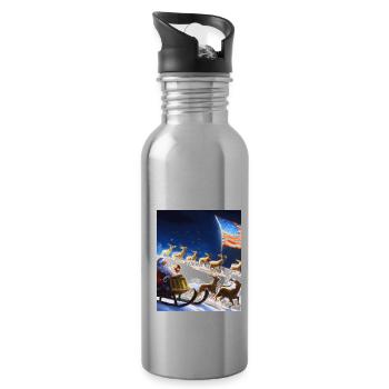 Amerikanisches Weihnachten Weihnachtsmann Mit - Trinkflasche mit integriertem Trinkhalm - Lightsilver - Rechts