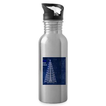 Weihnachten Weihnachtsbaum Schematic Blaupause - Trinkflasche mit integriertem Trinkhalm - Lightsilver - Rechts