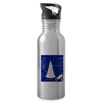 Weihnachten Weihnachtsbaum Schematic Blaupause - Trinkflasche mit integriertem Trinkhalm - Lightsilver - Rechts