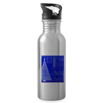 Weihnachten Weihnachtsbaum Schematic Blaupause - Trinkflasche mit integriertem Trinkhalm - Lightsilver - Rechts