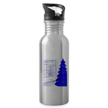 Weihnachten Weihnachtsbaum Schematic Blaupause - Trinkflasche mit integriertem Trinkhalm - Lightsilver - Rechts