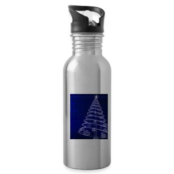 Weihnachten Weihnachtsbaum Schematic Blaupause - Trinkflasche mit integriertem Trinkhalm - Lightsilver - Rechts