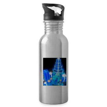 Weihnachten Weihnachtsbaum Schematic Blaupause - Trinkflasche mit integriertem Trinkhalm - Lightsilver - Rechts