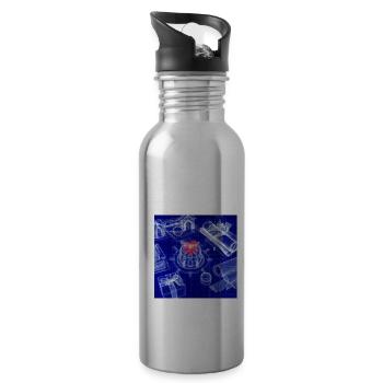 Weihnachten Weihnachtsbaum Schematic Blaupause - Trinkflasche mit integriertem Trinkhalm - Lightsilver - Rechts
