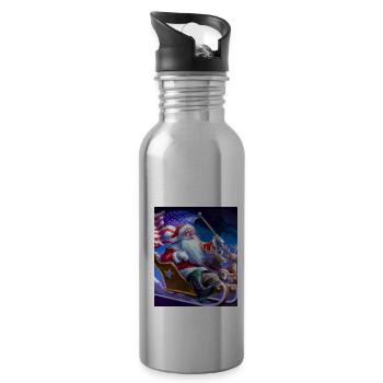 Amerikanisches Weihnachten Weihnachtsmann Mit - Trinkflasche mit integriertem Trinkhalm - Lightsilver - Rechts