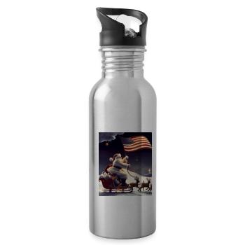 Amerikanisches Weihnachten Weihnachtsmann Mit - Trinkflasche mit integriertem Trinkhalm - Lightsilver - Rechts