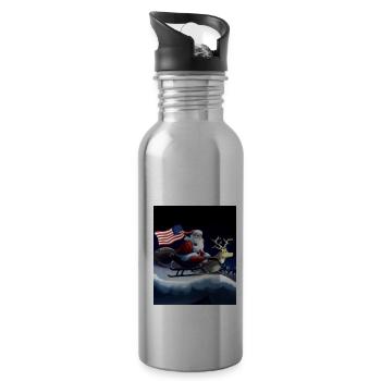 Amerikanisches Weihnachten Weihnachtsmann Mit - Trinkflasche mit integriertem Trinkhalm - Lightsilver - Rechts