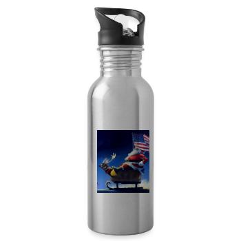 Amerikanisches Weihnachten Weihnachtsmann Mit - Trinkflasche mit integriertem Trinkhalm - Lightsilver - Rechts
