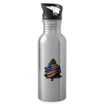 Arbre de Noël américain avec US - Gourde avec paille intégrée - argent clair - Droite
