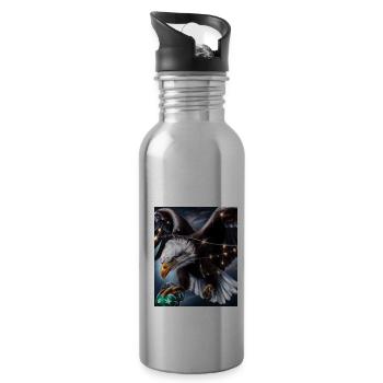 American Christmas White-tailed Eagle with - Water bottle with straw - silver - Right