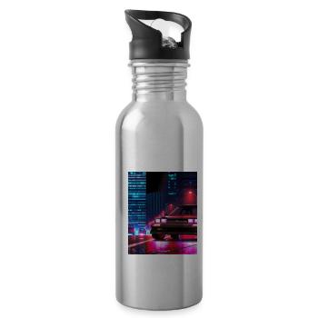 Vaporwave Esthétique Synthwave Car - Gourde avec paille intégrée - argent clair - Droite