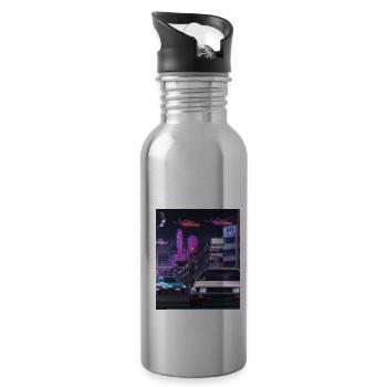 Vaporwave Esthétique Synthwave Car - Gourde avec paille intégrée - argent clair - Droite