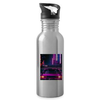 Vaporwave Esthétique Synthwave Car - Gourde avec paille intégrée - argent clair - Droite