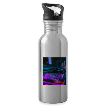 Vaporwave Esthétique Synthwave Car - Gourde avec paille intégrée - argent clair - Droite