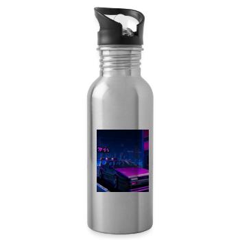 Vaporwave Esthétique Synthwave Car - Gourde avec paille intégrée - argent clair - Droite