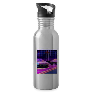 Vaporwave Esthétique Synthwave Car - Gourde avec paille intégrée - argent clair - Droite