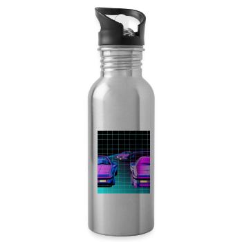 Vaporwave Esthétique Synthwave Car - Gourde avec paille intégrée - argent clair - Droite