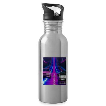 Vaporwave Esthétique Synthwave Car - Gourde avec paille intégrée - argent clair - Droite