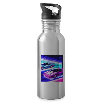 Vaporwave Esthétique Synthwave Car - Gourde avec paille intégrée - argent clair - Droite