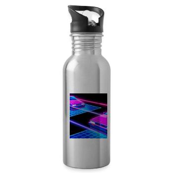 Vaporwave Esthétique Synthwave Car - Gourde avec paille intégrée - argent clair - Droite