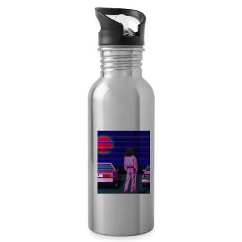 Vaporwave Esthétique Synthwave Car Anime Fille - Gourde avec paille intégrée - argent clair - Droite