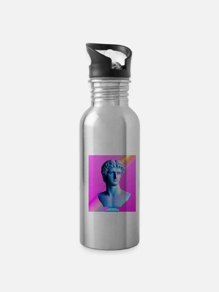 Vaporwave Statue Römische Büste - Trinkflasche mit integriertem Trinkhalm - Lightsilver