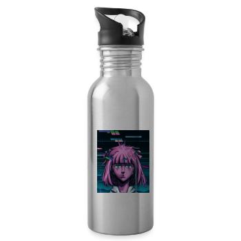 Pastel Aesthetic Sad Anime Girl - Trinkflasche mit integriertem Trinkhalm - Lightsilver - Rechts